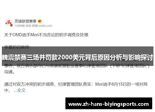 魏震禁赛三场并罚款2000美元背后原因分析与影响探讨